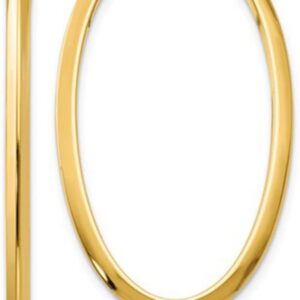 14K Gold Oval Hoop Earrings, (31-52mm) (2mm Tube)