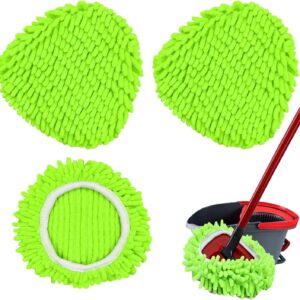 Spin Mop Heads Replacements for Ocedar Easywring 1 Tank System 3 Pack Chenille Mop Pad Spin Mop Refill for O Cedar Mop Head Replacement Green