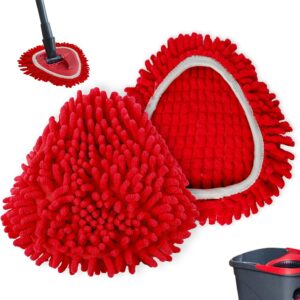 2pcs Mop Replace Head for Ocedar, Chenille Mop Refills Spin Mop Heads Replacements Compatible with O-Cedar Easywring 1 Tank System for Cleaning Floor Glass Wall, Machine Washable and Reusable (Red)