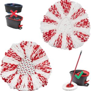 2-Pack Mop Replacement Heads Compatible with Ocedar EasyWring 1-Tank Spin System, UP 40% More Cleaning Power Mop Replace Head, Microfiber and Machine Washable Deep Cleaning Mop Refills (Red)