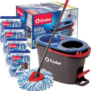 Ultimate O-Cedar EasyWring Microfiber Spin Mop & Bucket System – Includes 4 Extra Refills for Effortless Floor Cleaning