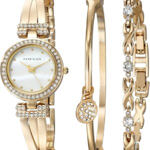 Anne Klein Women’s Premium Crystal Accented Bangle Watch and Bracelet Set