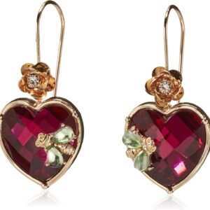 Betsey Johnson Womens Stone Heart Dangle Earrings