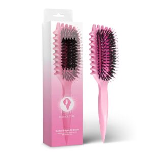 Bounce Curl Define EdgeLift Brush, 5-in-1 Tool for Effortlessly Defined Curls, Waves & Coils, Reduces Frizz – Pink