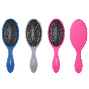 Conair Detangling Hair Brush 3PK – For wet and dry hair – Ideal for all hair types – curly hair brush – hair brushes for women – detangler brush – hair brushes for women – Blue, Pink, Gray Assorted