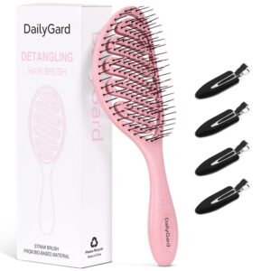 Detangling Brush, Dry and Wet Vented Detangler Hair Brush for Women and Men, Paddle Quick Drying Hairbrush for Wet/Dry/Curly/Thick/Long/Wavy/Damaged Hair, Pink