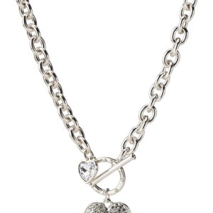 GUESS Women’s Toggle Logo Charm Necklace, Silver, One Size