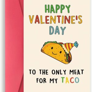 Lovely Taco Valentines Day Card for Him Her, Naughty Valentine’s Day Gift for Husband Wife, Romantic Boyfriend Girlfriend Vday Card, To The Only Meat for My Taco