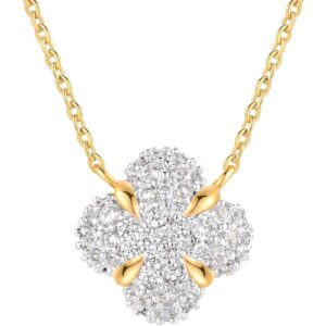 MEVECCO Dainty Gold Necklace For Women 18k Gold Plated Full CZ Pendant Necklace Handmade Necklace Jewelry Everyday Wear