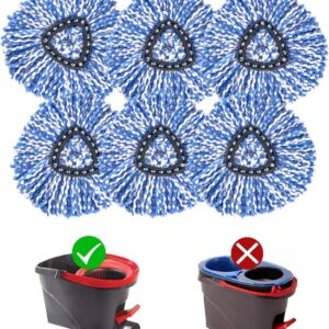 Matthew Cleaning 6Pack Blue Microfiber Spin Mop Replacement Head Compatible with EasyWring Spin Mop Replace Head-EasyWring High Absorbency,Machine Washable,100% Microfiber Spin Mop Refills