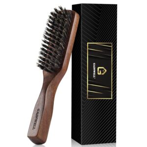 Mens Wild Boar Bristle Hair Brush for Men – Slick Back Hair Brush – Stiff Bristles for Thick Hair, Natural Black Walnut Wooden Handle Hairbrush, Beard Mustache Brush Comb by GAINWELL