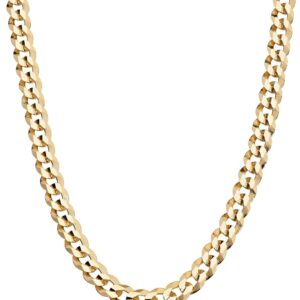 Miabella Solid 18K Gold Over 925 Sterling Silver Italian 5mm Diamond-Cut Cuban Link Curb Chain Necklace for Women Men, Made in Italy