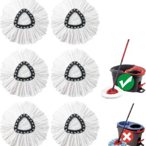 Mop Replace Head, 6 Pack Spin Mop Replacement Head Easywring 1-Tank System, Easy Cleaning, Microfiber, Machine Washable