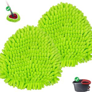 Mop Replace Heads for Ocedar Mop Heads Replacements Easywring 1-Tank System,Spin Mop Replacement Head for Floor Clean,2 Pack Chenille Mop Refills,Washable and Reusable Mop Head Replacement,Green