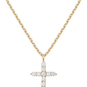 PAVOI 14K Gold Plated Cubic Zirconia Cross Necklace for Women | Cross Faith Pendant Necklaces