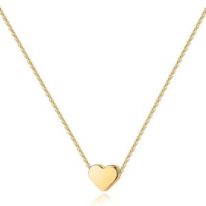 PAVOI 14K Gold Plated Cubic Zirconia Heart Necklace | Cute Dainty Love Pendant Necklaces for Women