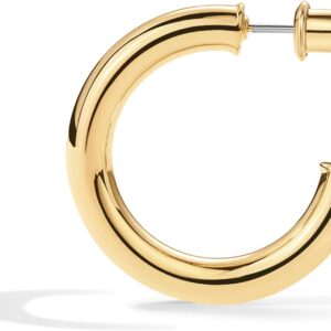 PAVOI 14K Gold Plated Lightweight Chunky Open Hoops for Women | Trendy Gold Hoop Earrings