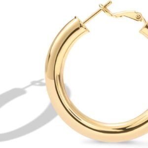 PAVOI 14K Gold Plated Sterling Silver Post Hoops | Lightweight Chunky Hoops Huggies | Thick Gold Hoop Earrings for Women