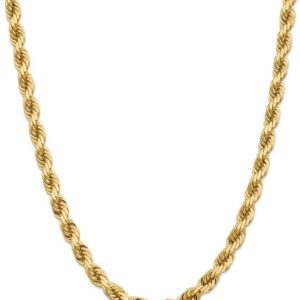 Roy Rose Jewelry 14K Yellow Gold 8mm Diamond-cut Rope Chain Necklace ~ Length 24” inches