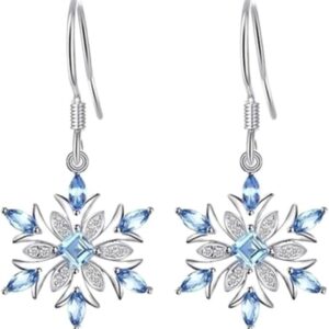 SEniutarm Earrings for Women Mom Faux Sapphire Inlaid Snowflake Dangle Hook Earrings Wedding Gift Statement Jewelry – KYED0228