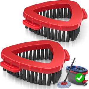 Scrub Brush Attachments for O-Cedar EasyWring 2 Tank System, 2 Pcs Scrubber Mop Head, Triangle Spin Mop Hard Bristles Cleaning Brush Replacement Accessories for Bathroom Kitchen Pool Tile Floor