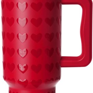 Simple Modern Valentines Day 40 oz Tumbler with Handle and Straw Lid | Gift Insulated Reusable Stainless Steel Water Bottle Travel Mug Cupholder Use | Gifts for Women | Trek Collection | Red Hearts