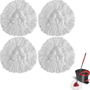 Spin Mop Replacement Heads Compatible with O-Cedar EasyWring 1-Tank System, 4 Pack Mop Refills Microfiber Mop Replace Heads, Deep Cleaning, Easy to Replace and Machine Washable