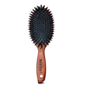 Spornette Deville Boar Bristle Wooden Paddle Hair Brush for Women – Cushion Oval Hair Straightening Brush for Blow Drying, Detangling, Smoothing & Styling