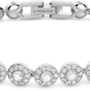 Swarovski Una Angelic Tennis Bracelet, Clear circle-cut Swarovski Crystals with Matching Crystal Pavé on a Rhodium Tone Finish Setting, Part of the Swarovski Una Angelic Collection