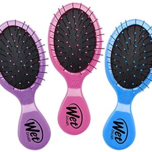 Wet Brush Squirt Detangling Brush – 3 Ct, Pink, Purple & Blue, Mini Detangler Brush, No Tangle Ultra-Soft IntelliFlex Bristles, Wet & Dry Styling Hair Brush for Women & Men, All Hair Types