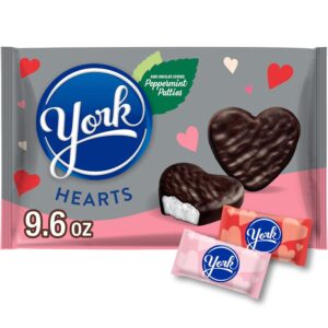 YORK Dark Chocolate Peppermint Patties Hearts, Valentine’s Candy Bag, 9.6 oz