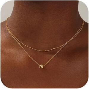 Yoosteel Layered Initial Necklaces for Women Girls Trendy, 14K Gold Plated Letter A-Z Necklace Cute Initial Necklace Gold/Silver Initial Necklace Stack Birthday Gifts for Women Teen Girls Jewelry