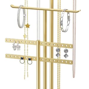 pickpiff Jewelry Stand Holder Organizer: 14.5″ Sturdy Jewelry Hanger, Gift for Women, Gold Jewlery Tower for Necklace, Earring, Bracelet