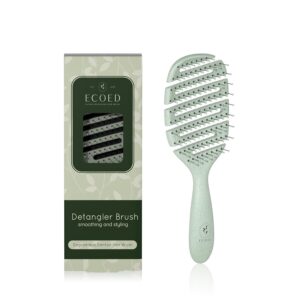 Detangler Brush, Vented Detangling Brush for Curly, Thick, and Straight Hair, Dry and Wet, Quick Smoothing for Women and Men, Eco-Friendly & Sustainable Material (Green)