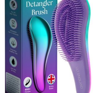 Lily England Detangler Brush for Curly Hair, Thick, Straight & Natural Hair – Gentle Detangling Hair Brush for Women, Kids & Toddlers with Flexible Bristles – Hairbrush for Wet & Dry Hair, Ombre