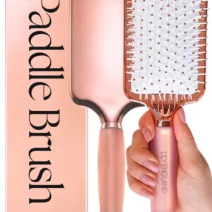 Lily England Hair Brush for Women For All Hair Types – Professional Paddle Brush for Blow Drying, Hair Detangling, & Straightening – Flat Hairbrush With Gel Handle for Easy Grip, Rose Gold