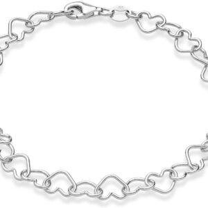 Miabella 925 Sterling Silver Italian 5mm Heart Link Chain Bracelet for Women, Made in Italy