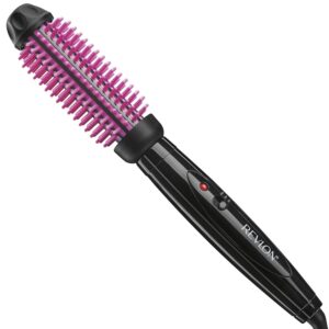 REVLON Silicone Bristle Heated Hair Styling Brush | Fast, Long Lasting Volume for Easy Styling | 1″ Barrel for Full Body and Smooth Styles (Black/Pink)