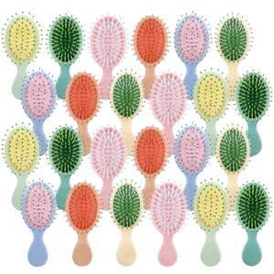 24 Pieces Mini Wet Hair Brush, Travel Detangling Brush, for Most Hair Types, with Ease Knots Without Tears or Breakage, Multicolor