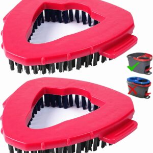 Spin Mop Brush Scrub Compatible with O Cedar EasyWring 1 Tank System, 2Pcs Spin Right Triangle Scrubber Brush Spin Mop Replacement Scrub Brush Head Attachments for Floor Cleaning