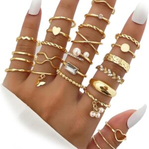 better jewelry IFKM 51 Pcs Gold Knuckle Rings Set For Women Girls Vintage