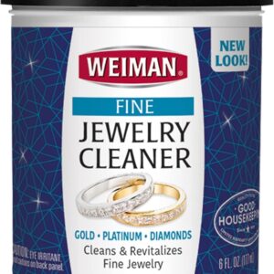 Weiman Fine Jewelry Cleaner Liquid with Cleaning Brush – Restores Shine & Brilliance to Gold, Platinum, Precious Gemstones & Diamond Jewelry, 6 Oz