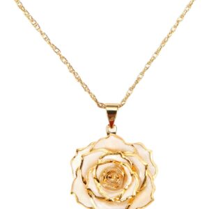 AliveRose Real Rose Gold Dipped Necklace Gifts for Women, 24K Gold Rose Pendant Necklace Jewelry Mothers Day Anniversaries Birthday Christmas Special Occasions Gifts for Her Mom Wife Girlfriend