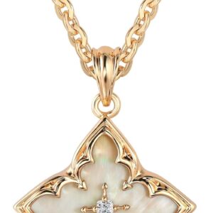 Fettero Gold Clover Necklace for Women Dainty 14K Gold Plated CZ Pendant Necklace Adjustable Chain Choker Charm Colorful Clover Pendant Lucky Necklaces for Women Jewelry