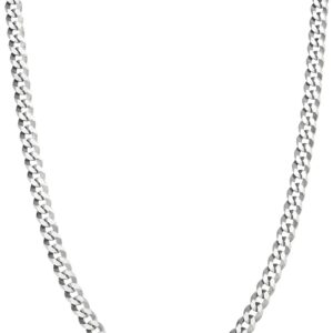 Miabella Italian Solid 925 Sterling Silver 3.5mm Diamond Cut Cuban Link Curb Chain Necklace for Women Men, Made in Italy
