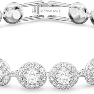 Swarovski Una Angelic Tennis Bracelet, Clear circle-cut Swarovski Crystals with Matching Crystal Pavé on a Rhodium Tone Finish Setting, Part of the Swarovski Una Angelic Collection